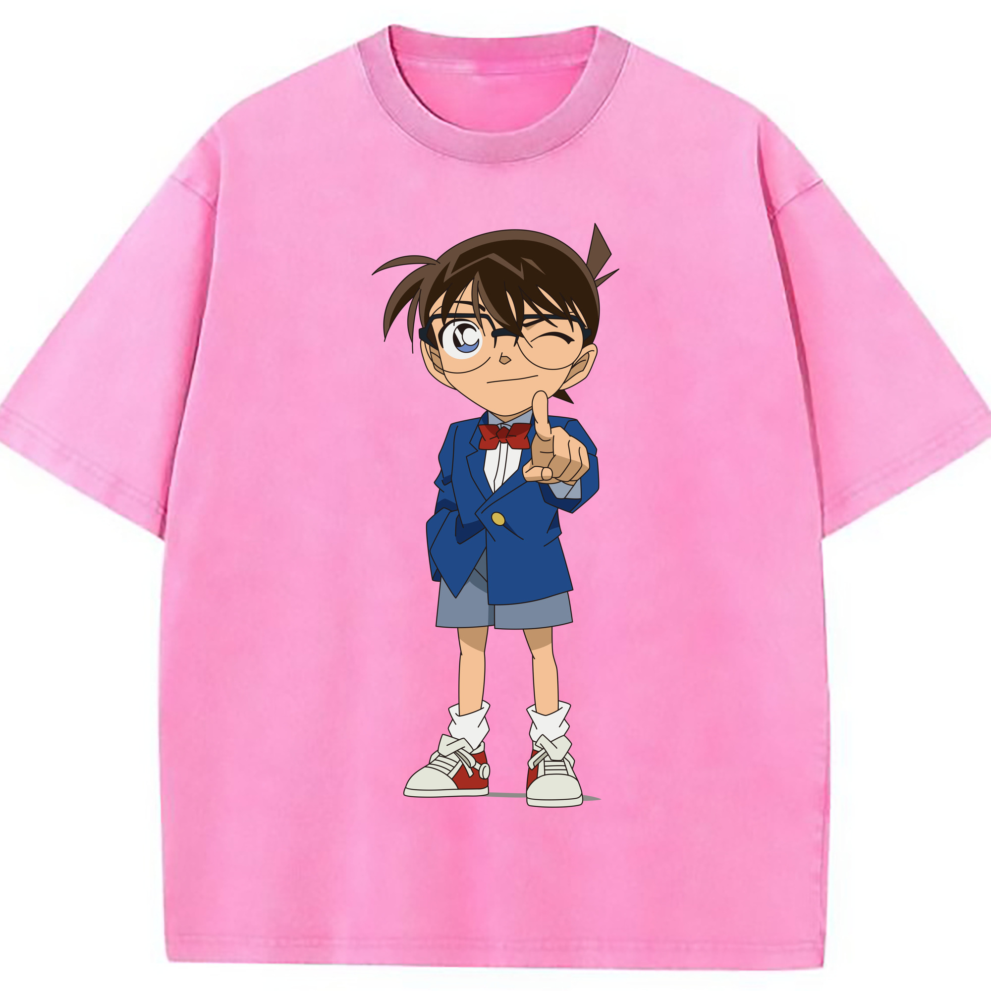 （画像用） 名探偵コナン 江戸川 コナン Detective Conan Conan Edogawa 綿100% ヴィンテージ風 半袖Tシャツ（フロントプリント）